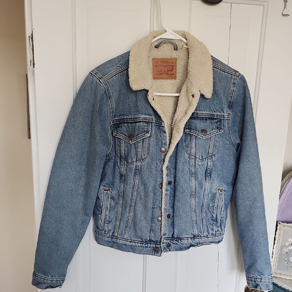 Levi's Blue Denim Sherpa Jacket